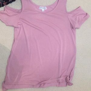Pink Cutout Shoulder Shirt